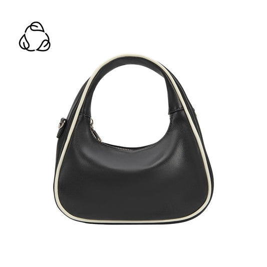 Melie Bianco Black Sarita Recycled Vegan Leather Crossbody Bag