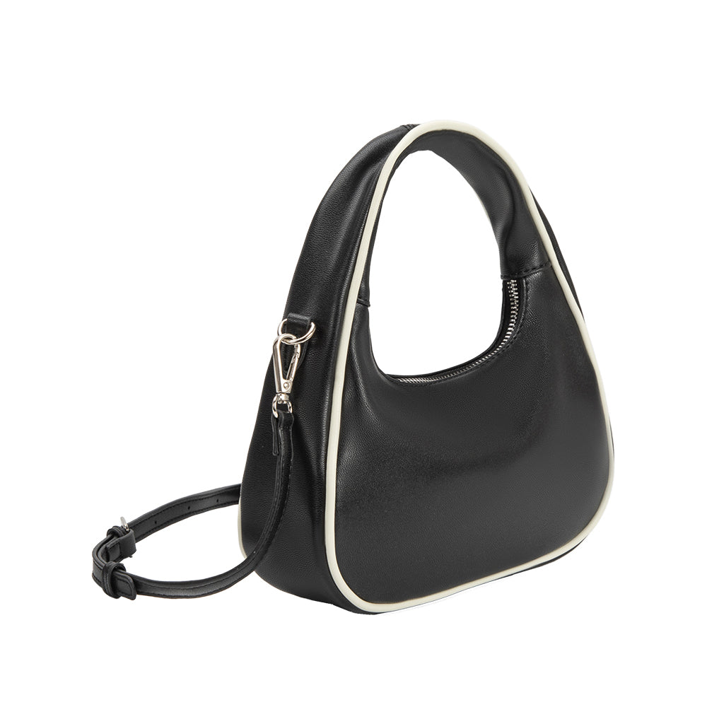 Melie Bianco Black Sarita Recycled Vegan Leather Crossbody Bag