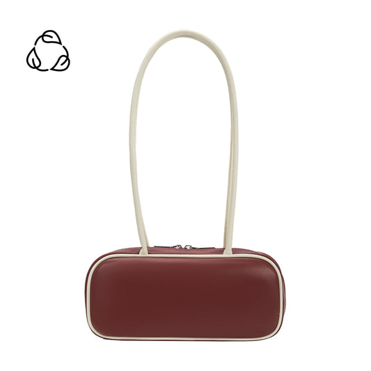 Melie Bianco Burgundy Red Micaela Recycled Vegan Leather Shoulder Bag