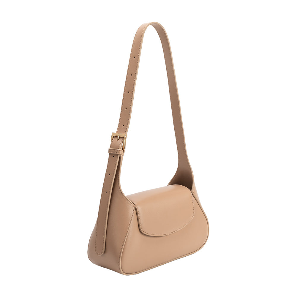 Melie Bianco Nude Melody Recycled Vegan Leather Shoulder Bag