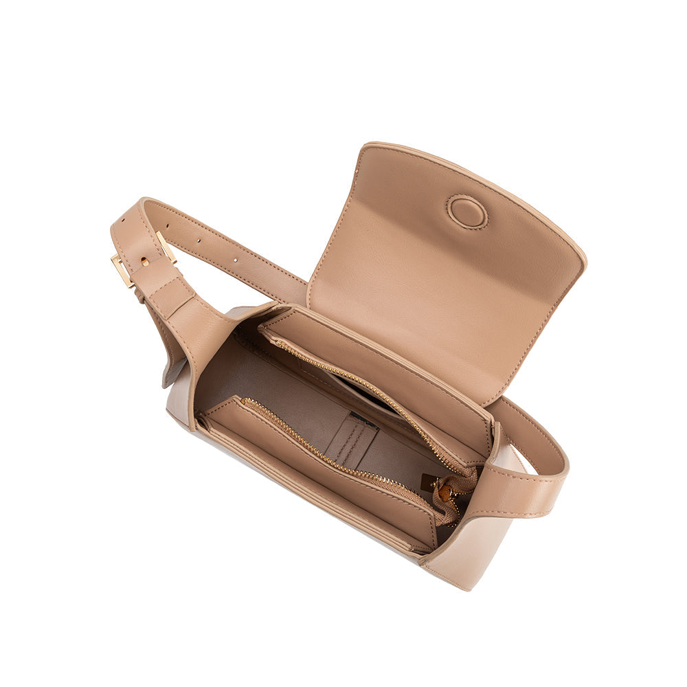Melie Bianco Nude Melody Recycled Vegan Leather Shoulder Bag