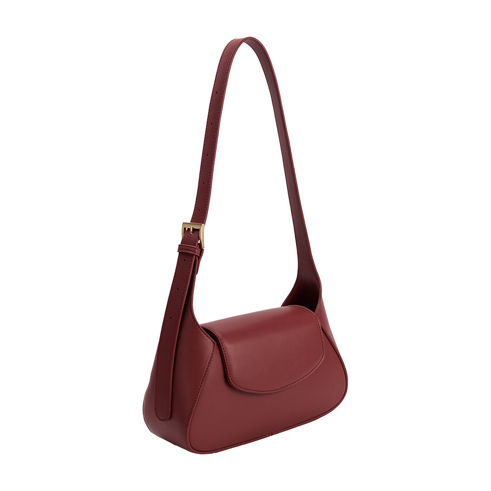 Melie Bianco Burgundy Melody Recycled Vegan Leather Shoulder Bag