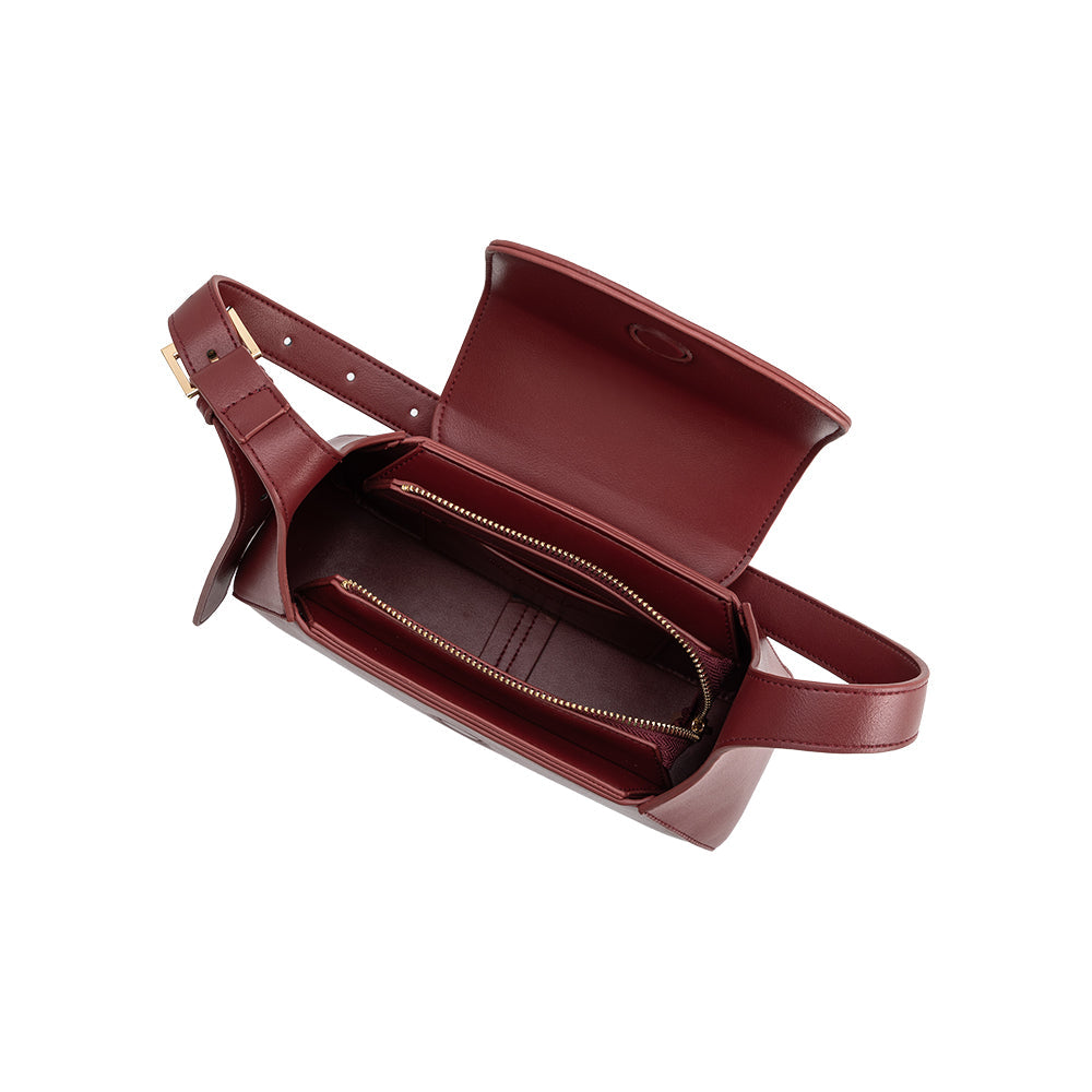 Melie Bianco Burgundy Melody Recycled Vegan Leather Shoulder Bag