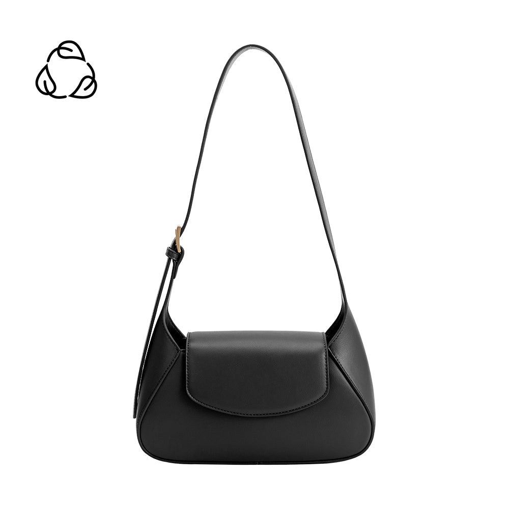 Melie Bianco Black Melody Recycled Vegan Leather Shoulder Bag