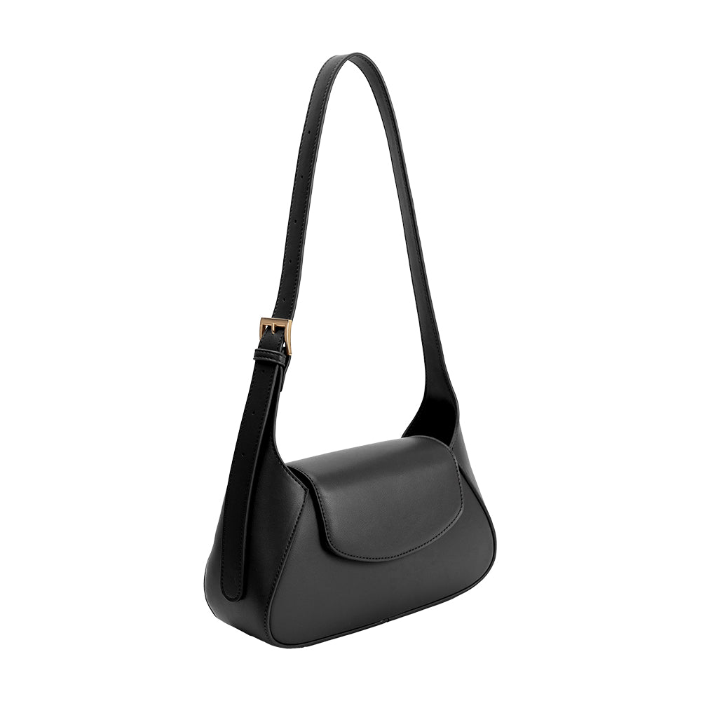 Melie Bianco Black Melody Recycled Vegan Leather Shoulder Bag