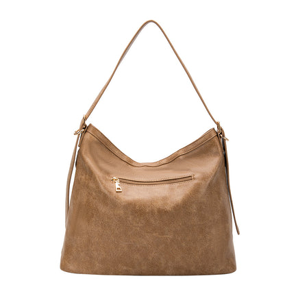 Melie Bianco Tan Sloane Distressed Recycled Vegan Leather Shoulder Bag