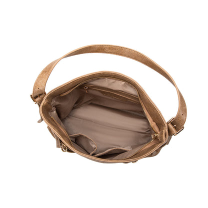 Melie Bianco Tan Sloane Distressed Recycled Vegan Leather Shoulder Bag