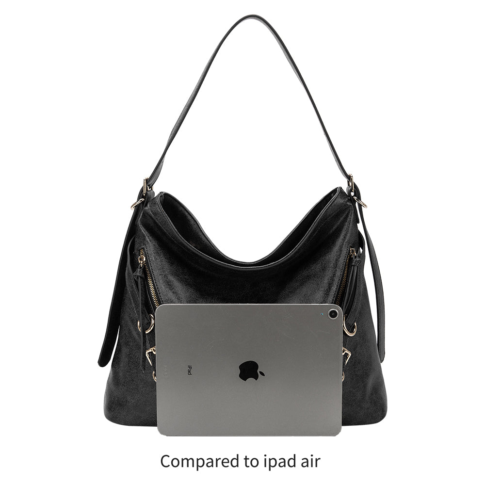 Melie Bianco Tan Sloane Distressed Recycled Vegan Leather Shoulder Bag