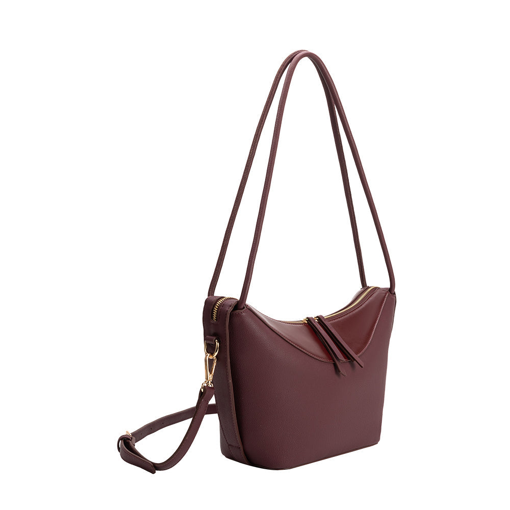 Melie Bianco Plum Wesley Recycled Vegan Leather Shoulder Bag
