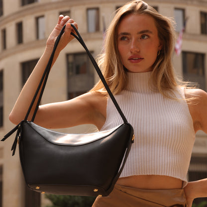 Melie Bianco Plum Wesley Recycled Vegan Leather Shoulder Bag