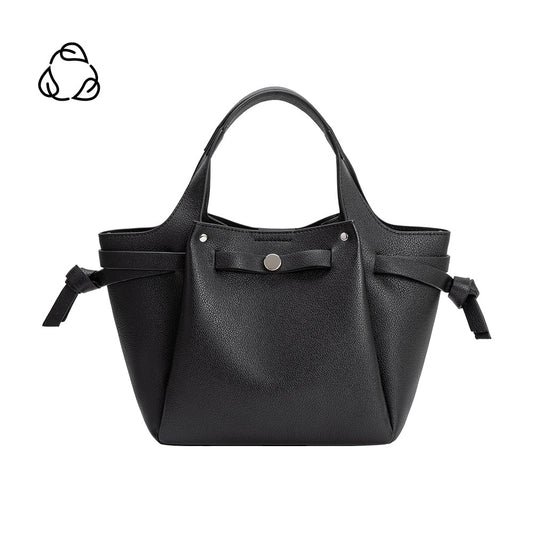 Melie Bianco Black Avril Recycled Vegan Leather Top Handle Bag