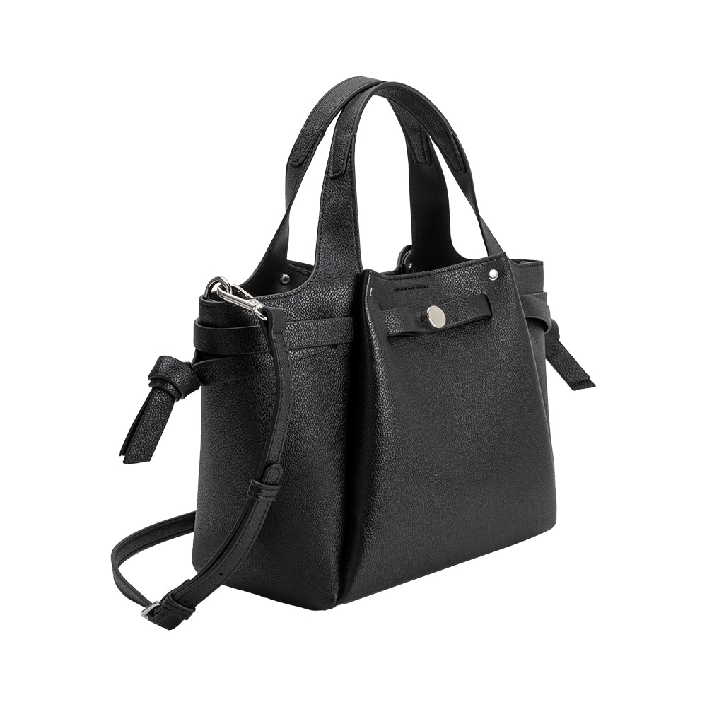Melie Bianco Black Avril Recycled Vegan Leather Top Handle Bag