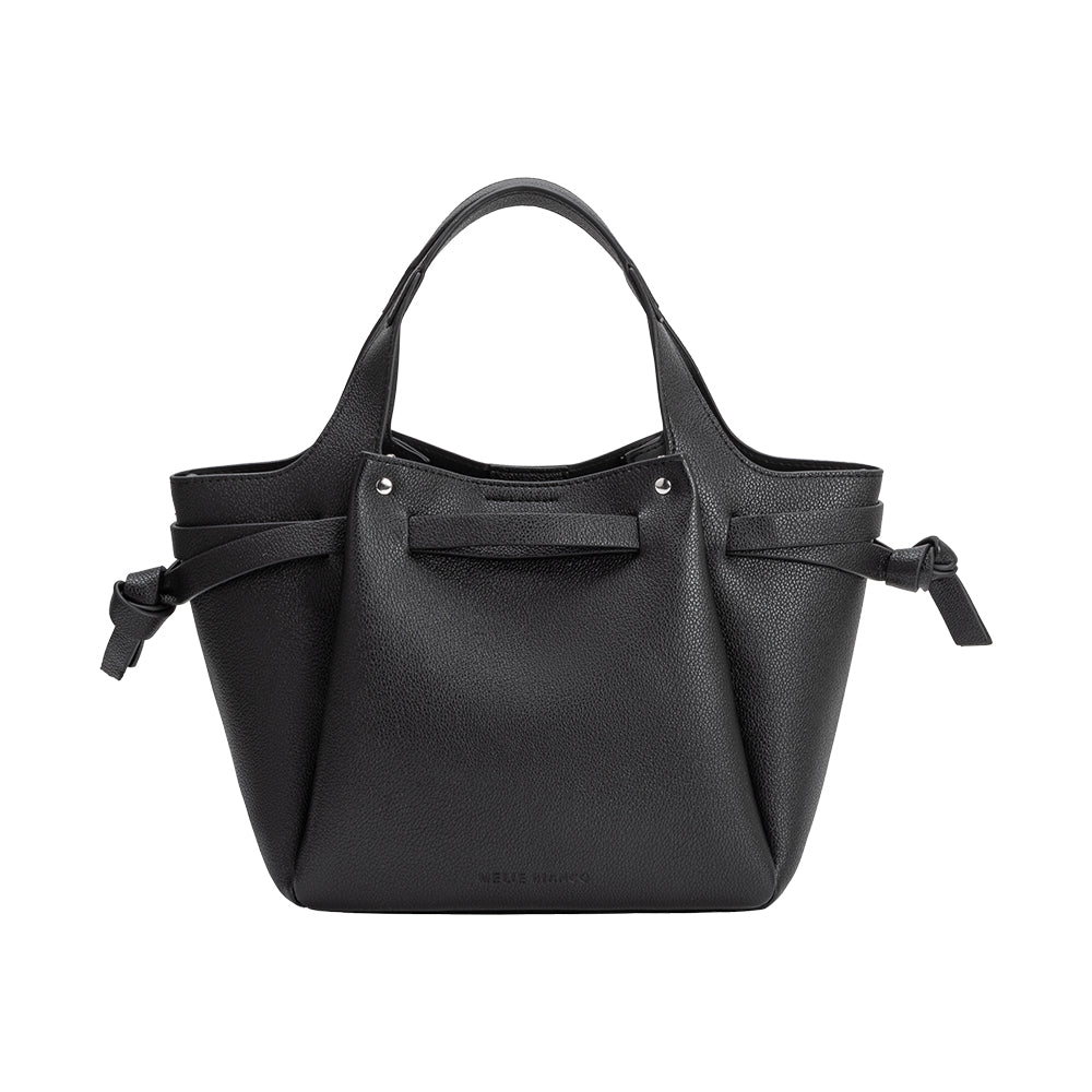 Melie Bianco Black Avril Recycled Vegan Leather Top Handle Bag