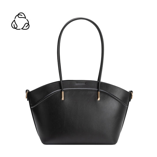 Melie Bianco Black Hazel Recycled Vegan Leather Tote Bag