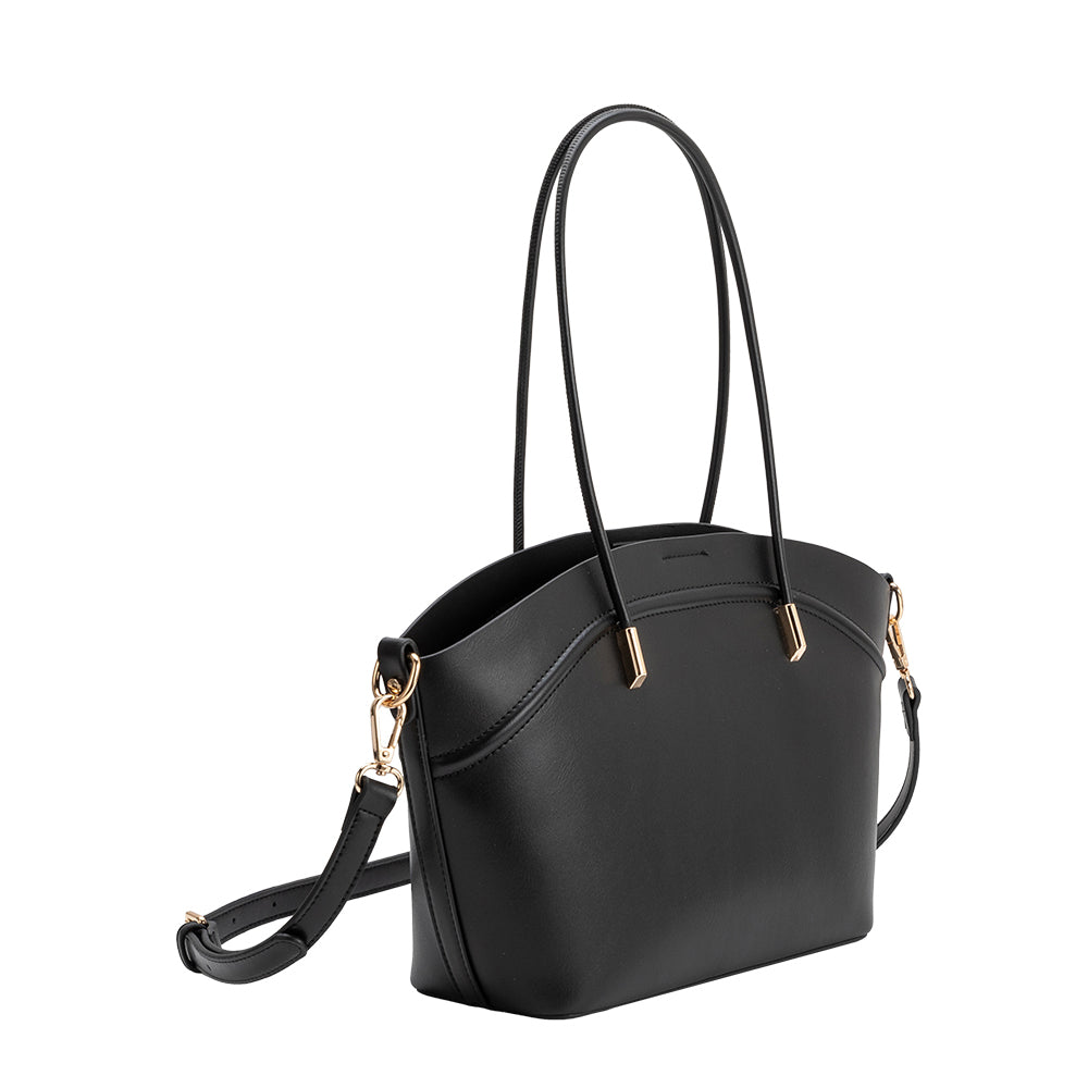 Melie Bianco Black Hazel Recycled Vegan Leather Tote Bag
