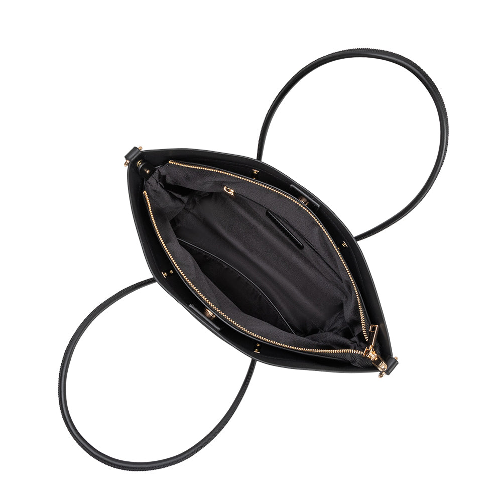 Melie Bianco Black Hazel Recycled Vegan Leather Tote Bag