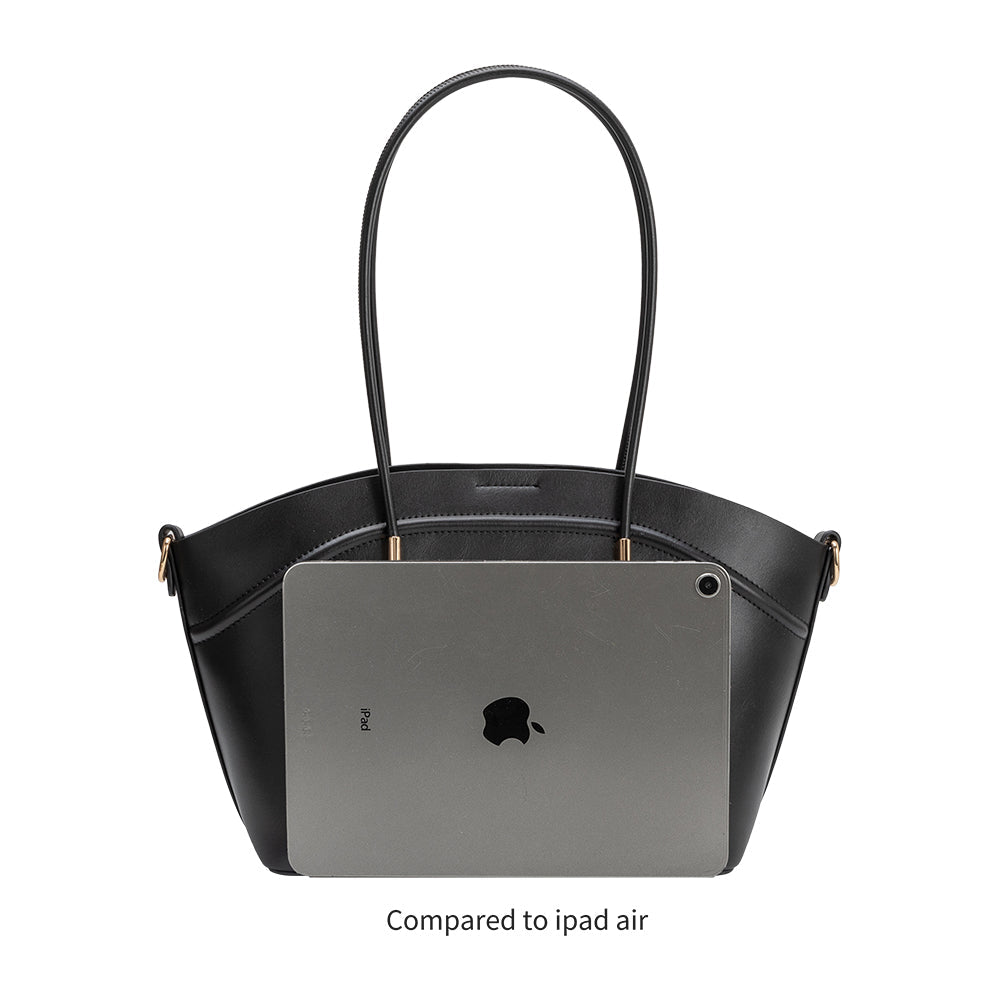 Melie Bianco Black Hazel Recycled Vegan Leather Tote Bag