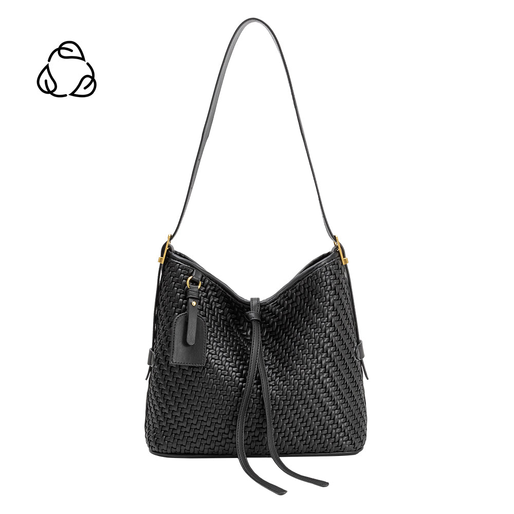 Melie Bianco Black Thalia Recycled Vegan Leather Tote Bag