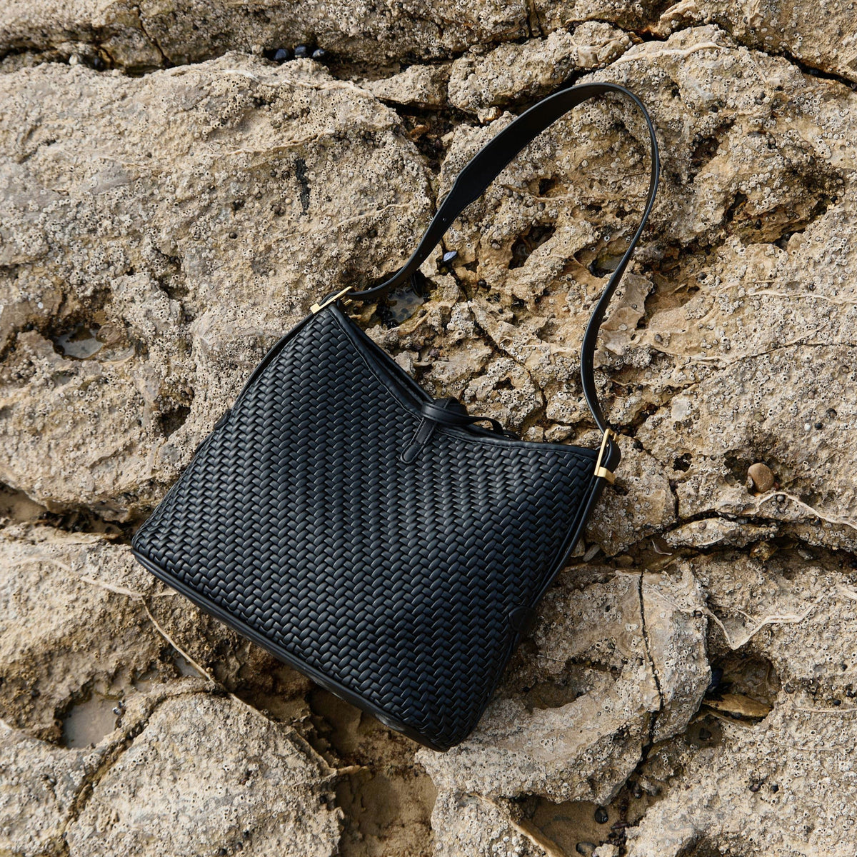 Melie Bianco Black Thalia Recycled Vegan Leather Tote Bag