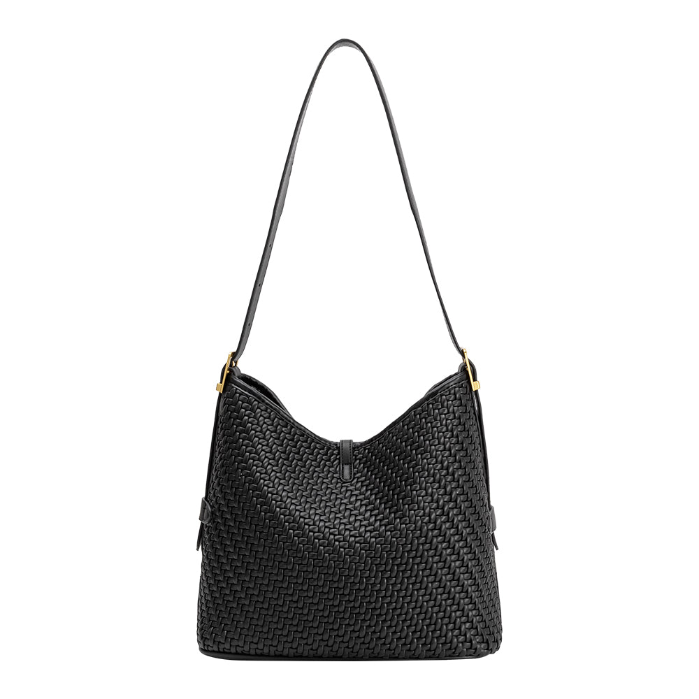 Melie Bianco Black Thalia Recycled Vegan Leather Tote Bag