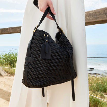 Melie Bianco Black Thalia Recycled Vegan Leather Tote Bag
