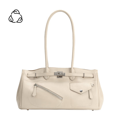 Melie Bianco Ivory Rocky Recycled Vegan Leather Shoulder Bag