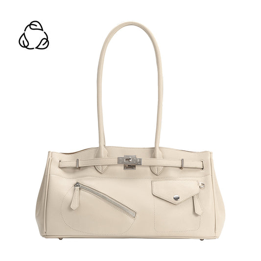 Melie Bianco Ivory Rocky Recycled Vegan Leather Shoulder Bag