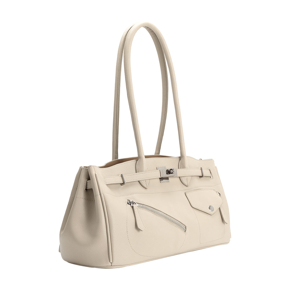 Melie Bianco Ivory Rocky Recycled Vegan Leather Shoulder Bag