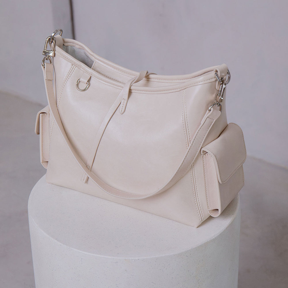 Melie Bianco Bone Rory Recycled Vegan Leather Crossbody Shoulder Bag