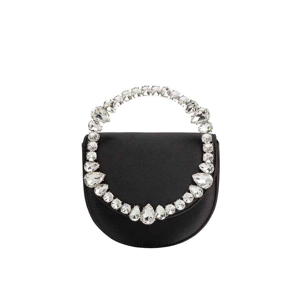 Melie Bianco Black Trudie Satin Crossbody Bag