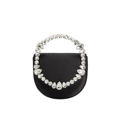 Melie Bianco Black Trudie Satin Crossbody Bag