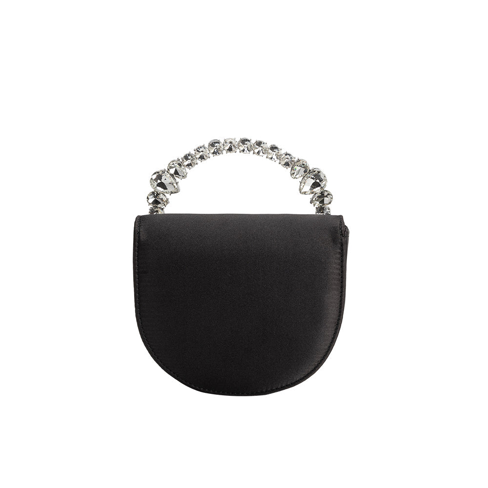 Melie Bianco Black Trudie Satin Crossbody Bag