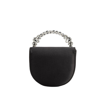 Melie Bianco Black Trudie Satin Crossbody Bag