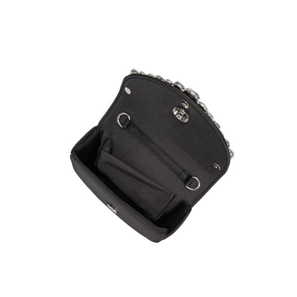 Melie Bianco Black Trudie Satin Crossbody Bag