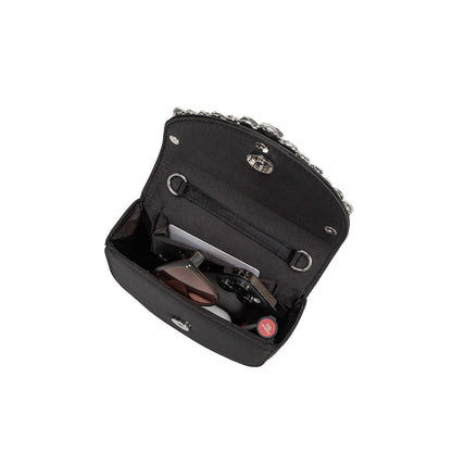 Melie Bianco Black Trudie Satin Crossbody Bag