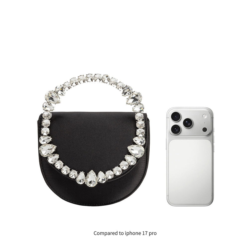 Melie Bianco Black Trudie Satin Crossbody Bag