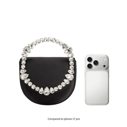Melie Bianco Black Trudie Satin Crossbody Bag