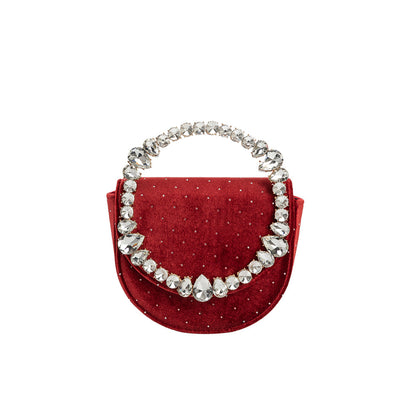 Melie Bianco Red Trudie Velvet Crossbody Bag