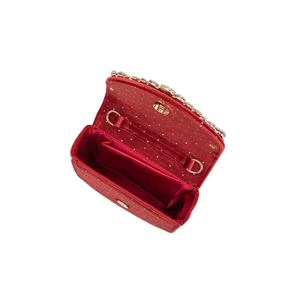 Melie Bianco Red Trudie Velvet Crossbody Bag