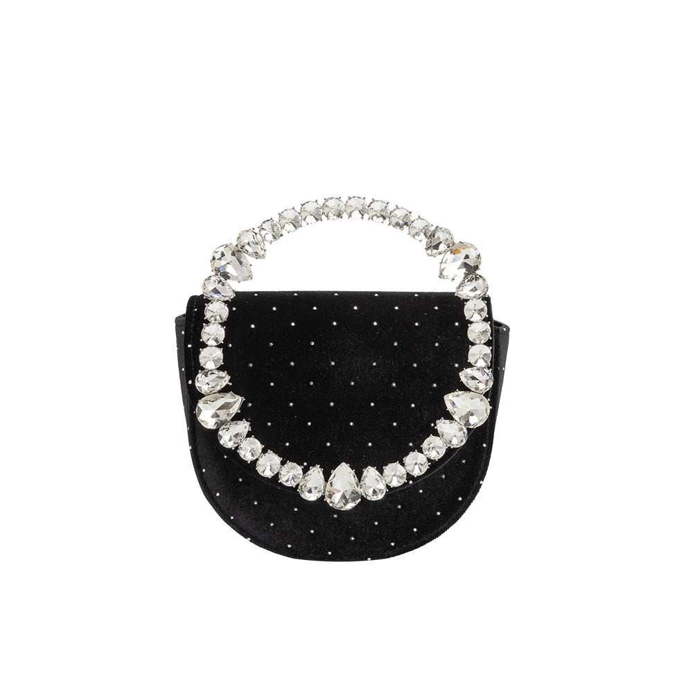 Melie Bianco Black Trudie Velvet Crossbody Bag