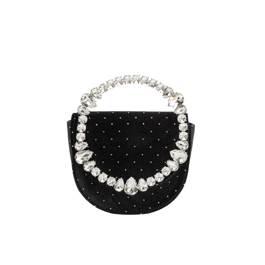 Melie Bianco Black Trudie Velvet Crossbody Bag