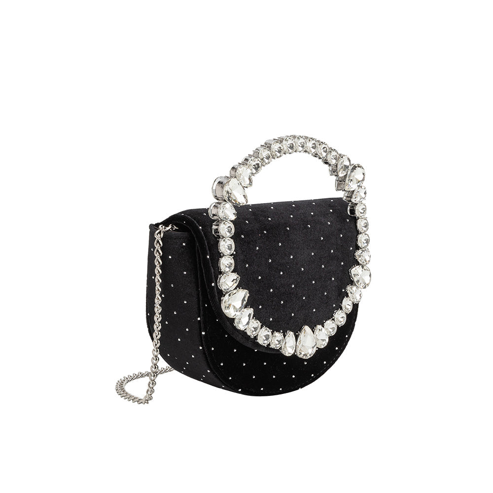 Melie Bianco Black Trudie Velvet Crossbody Bag