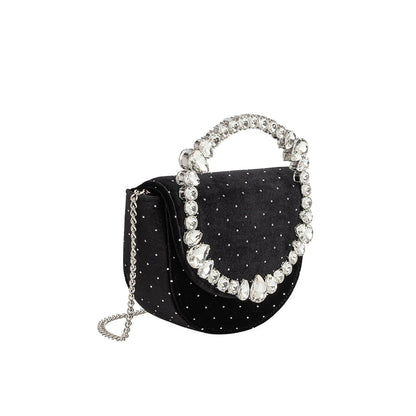 Melie Bianco Black Trudie Velvet Crossbody Bag