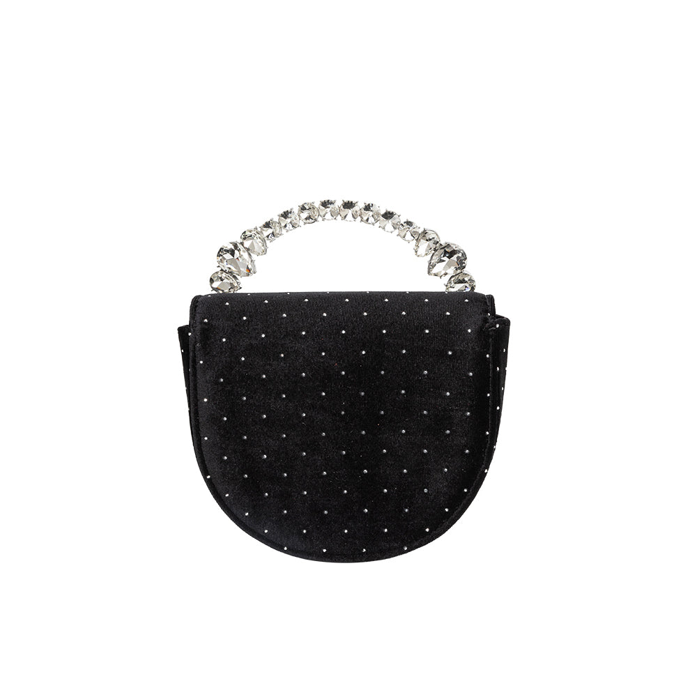 Melie Bianco Black Trudie Velvet Crossbody Bag