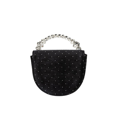 Melie Bianco Black Trudie Velvet Crossbody Bag