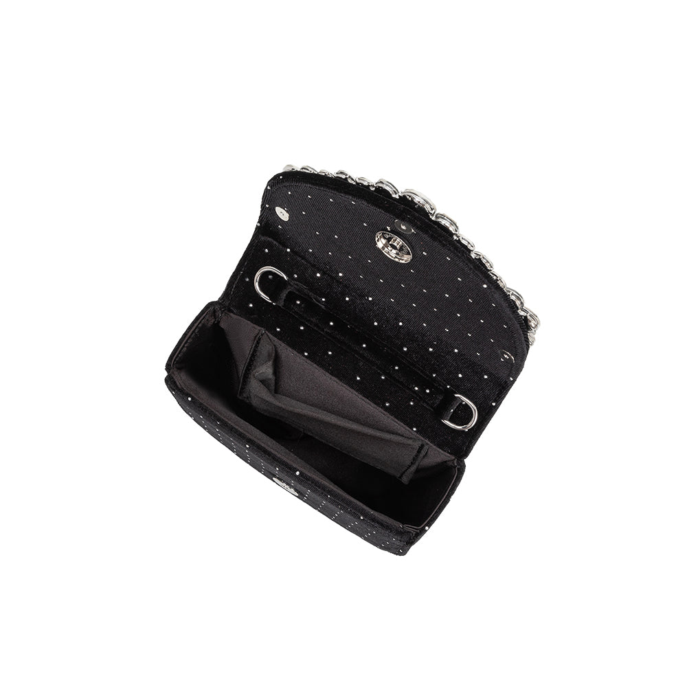 Melie Bianco Black Trudie Velvet Crossbody Bag