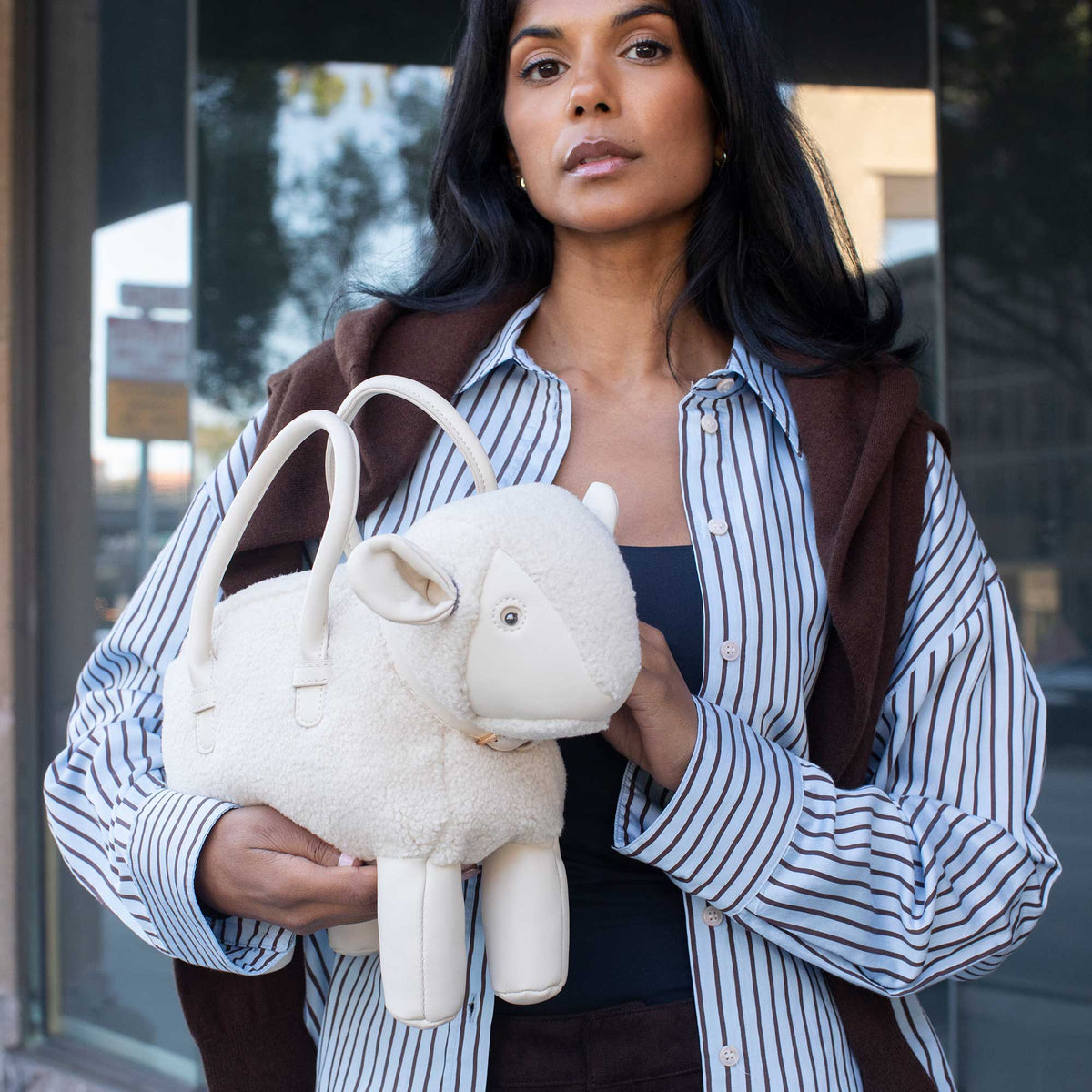 Melie Bianco Chocolate Sheep Vegan Leather Crossbody Bag