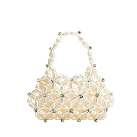 Melie Bianco Pearl Lulu Faux Pearl Beaded Top Handle Bag