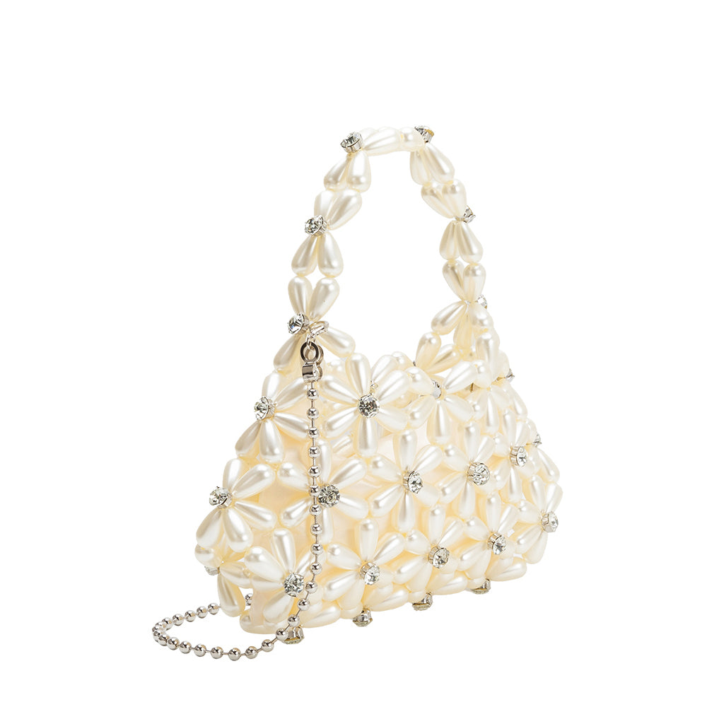 Melie Bianco Pearl Lulu Faux Pearl Beaded Top Handle Bag