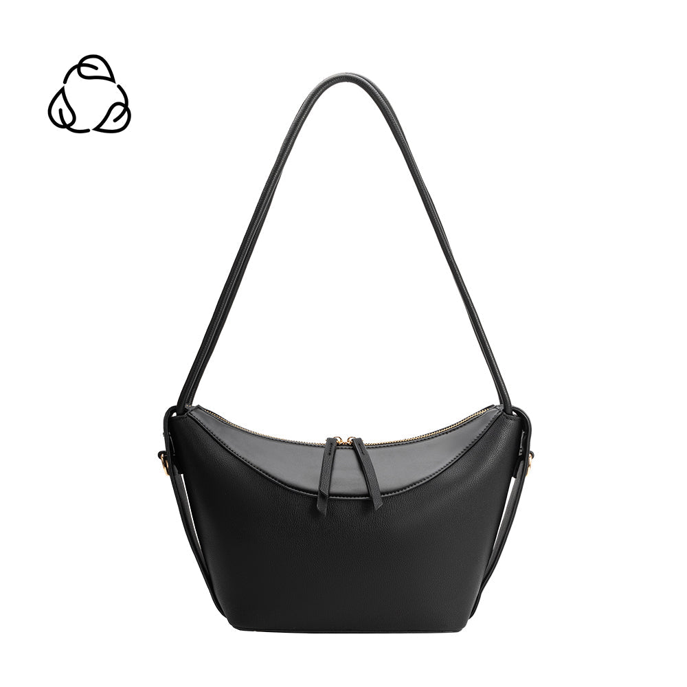 Melie Bianco Black Wesley Recycled Vegan Leather Shoulder Bag
